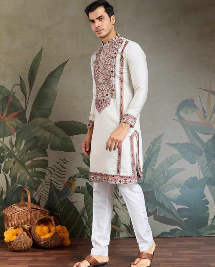 61303-white - Colors of Tradition – White Statement Kurtas for Every Celebration